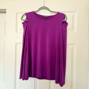 International Concepts Purple Cold Shoulder Women's Top
